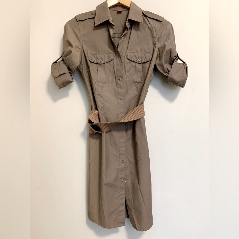 Hugo Boss Khaki belted dress